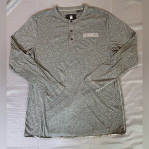 G-Star Raw Granddad Henley Shirt Long Sleeve Gray Size Large